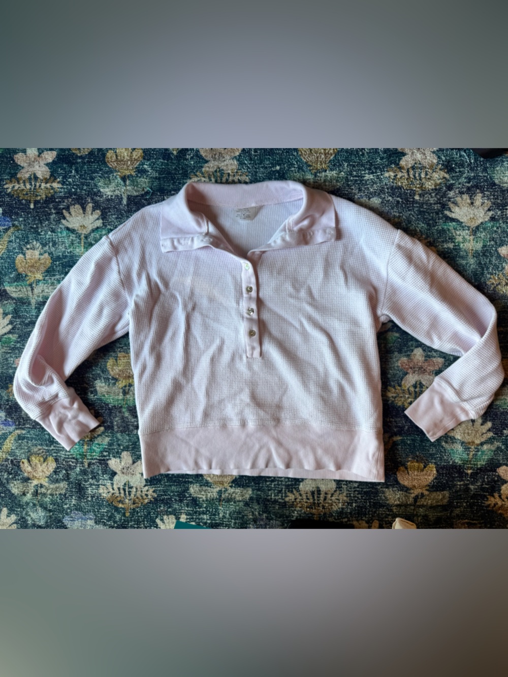 Negative Underwear Light Pink Waffle Knit Polo Sweatshirt